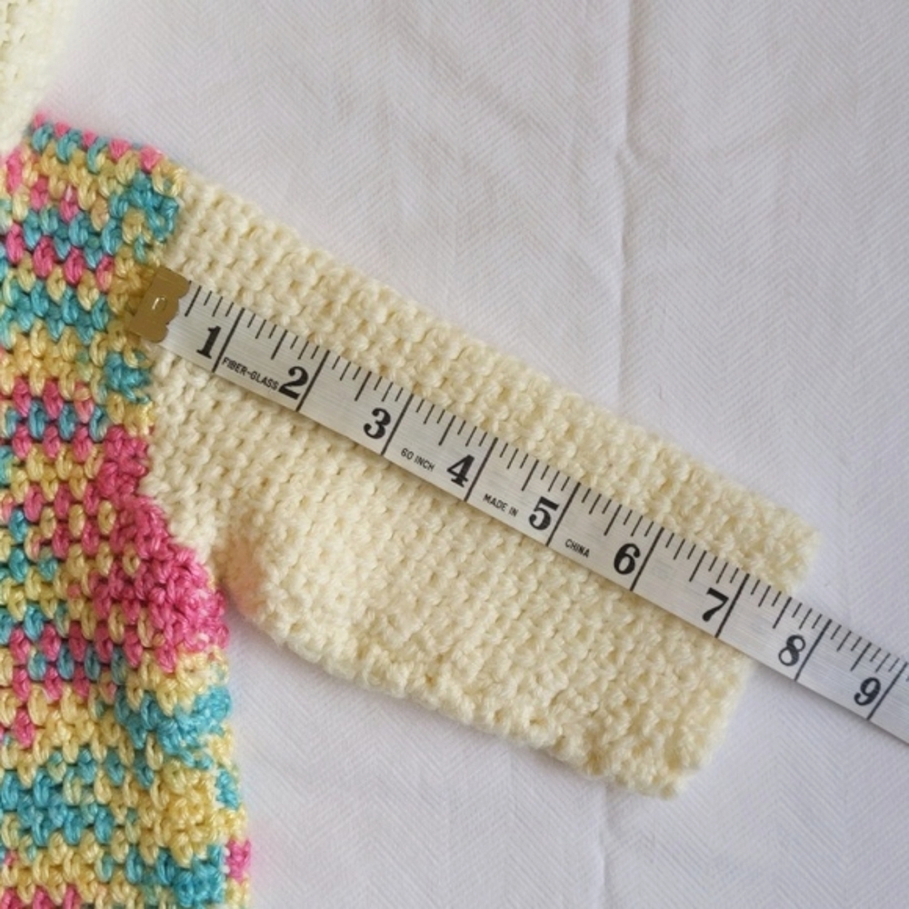 handmade multicolor knit boho hoodie sweater 3-6 months baby girl - Picture 7 of 9